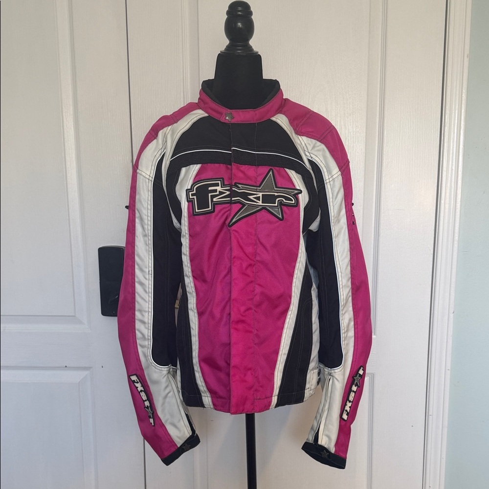 Women's Pink and Black Motorcycle Jacket